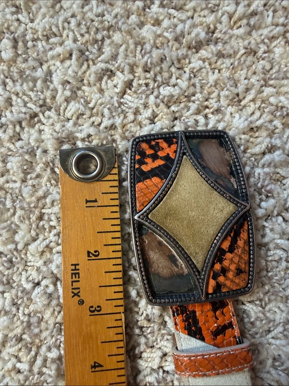 Tanner Italy Genuine Leather Patchwork Snake Print Belt